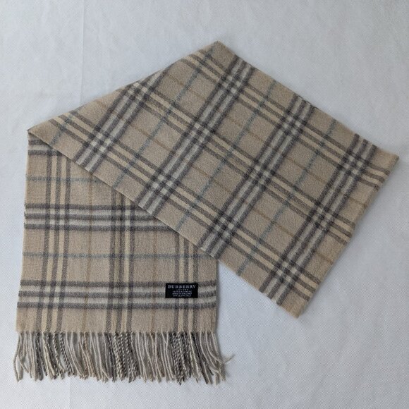 BURBERRY London Classic Nova Check Knit 100% Cashmere Neck Warmer Ivory SCARF - Picture 1 of 6